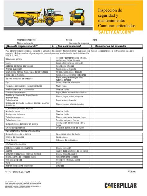 Checklist Camión Articulado Cat Transporte Vehículos