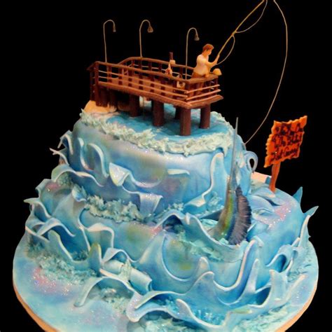 Fishing And Pier Cake Fish Cake Birthday Cake Birthday Cakes For Men