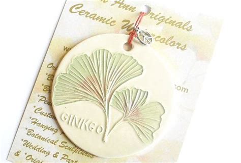 Ginkgo Leaf Ornament Handmade Ceramic Ancient Asian Tree Leaves Garden