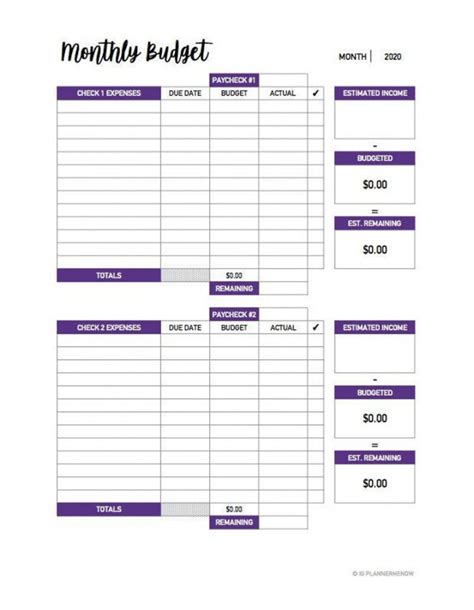Editable Personal Biweekly Budget Template Pdf Sample Budget Template Educational Worksheets