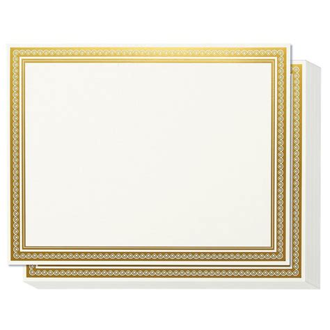 50 Sheet Award Certificate Papers Letter Sized White With Gold Foil