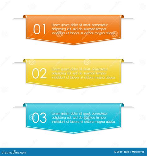 Infographic Ribbon Banner With 3 Steps Sections Options Or Levels