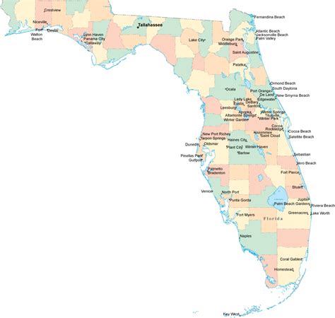 List Of Municipalities In Florida Wikipedia Lake City Florida Map