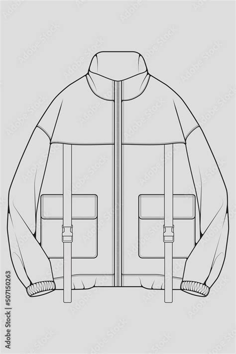 Windbreaker Jacket Technical Fashion Illustration Sketch Long Sleeves