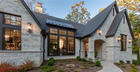 Country Luxury Modern Dream Home Natural Stone Veneer Portico Entrance