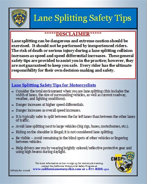 Rules & recommendations for motorcyclists. 10 Things to Know About Lane Splitting in California (No ...