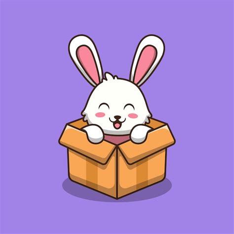 Premium Vector Cute Bunny In Box Cartoon Illustration