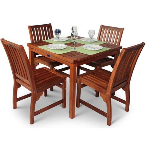 5 pcs dining set glass table and 4 chairs. Square Hardwood Garden Table and 4 Chairs - Homegenies
