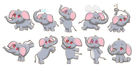 Cartoon Elephants Set 941378 Vector Art At Vecteezy