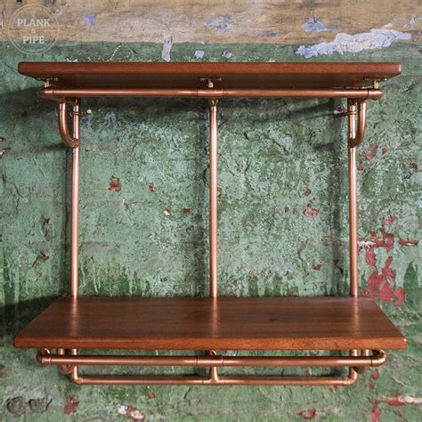 Copper Pipe Shelving Unit 2 Tier Plank And Pipe