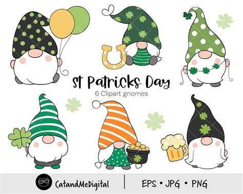 St Patrick S Day Gnome Clipart Lucky Clipart Clover Etsy St Patricks Day Cards St Patrick S
