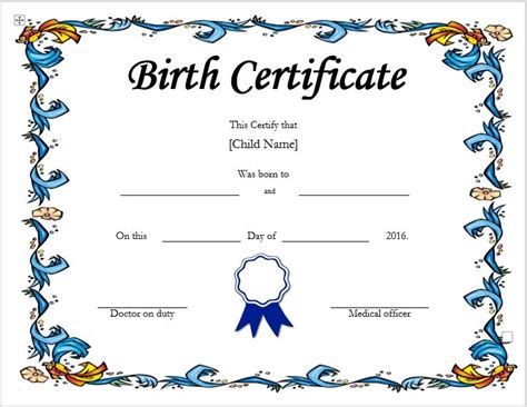 44 22 Birth Certificate Templates In Ms Word Pdf Idea