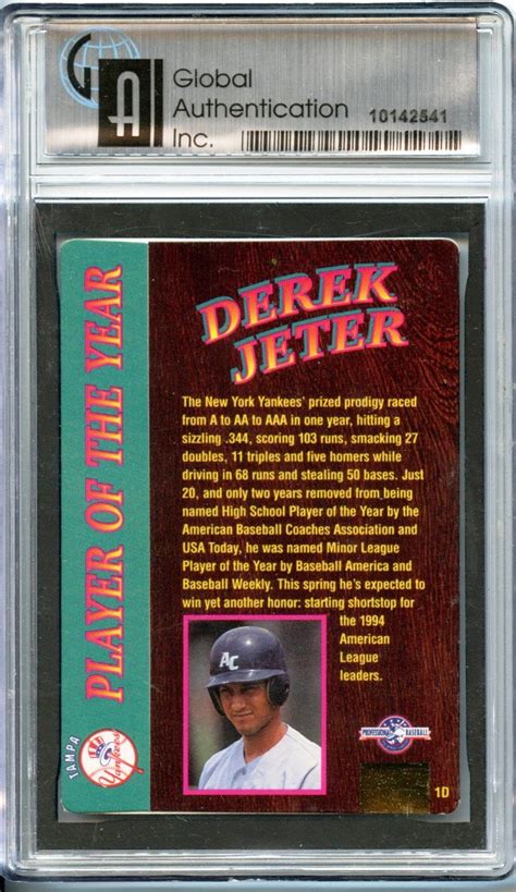 Lot Detail 1995 Action Packed 1d Derek Jeter Minor League Player Of