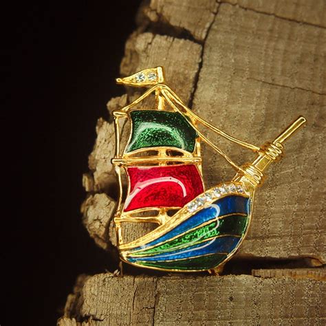 Sail Boat Brooch Pin Antique Styled Vintage Costume Jewelry Etsy
