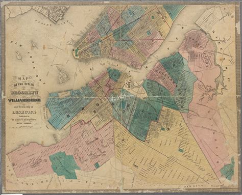 Antiquemaps 01213 Map Of The Cities Of Brooklyn Williamsburg And