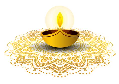 Happy Diwali Colorful Diya Rangoli Shape Design Png Vector Image In