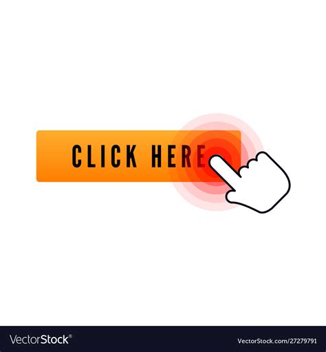 Hand Cursor With Animation Action Over Button Vector Image