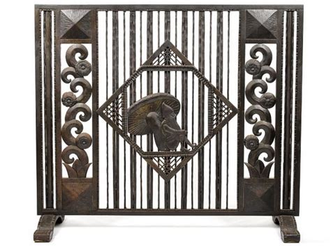 French Art Deco Wrought Iron Fire Screen Structural Fireplace