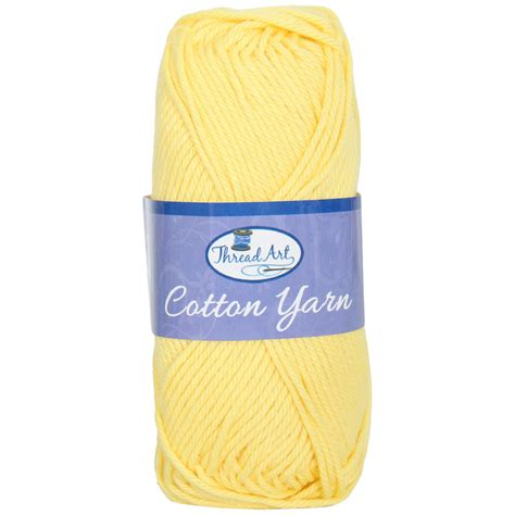Threadart 100 Pure Cotton Crochet Yarn Lt Yellow 50 Gram Skeins