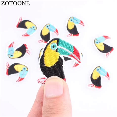 Zotoone 10pcs Animal Iron On Patches For Clothing Applique Parrot