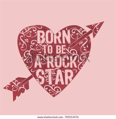 Love Heart Pink Rock Star Typography Stock Vector Royalty Free