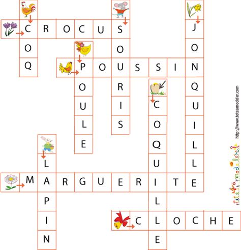 solution du jeu : mots fléchés : Pâques arrive - Tête à modeler