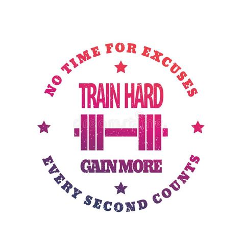 Train Hard Round Emblem Gym Print On White Stock Vector Illustration