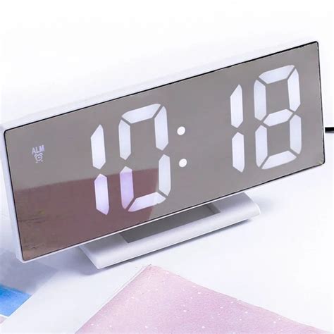 Digital Alarm Clock Led Mirror Electronic Clocks Multifunction Etsy