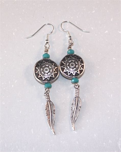 Southwest Style Silver And Turquoise Dangle Earrings Etsy