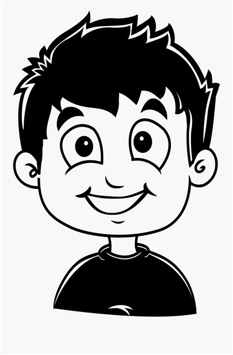 Grin Clipart Child Smile Boy Happy Face Clipart Black And White