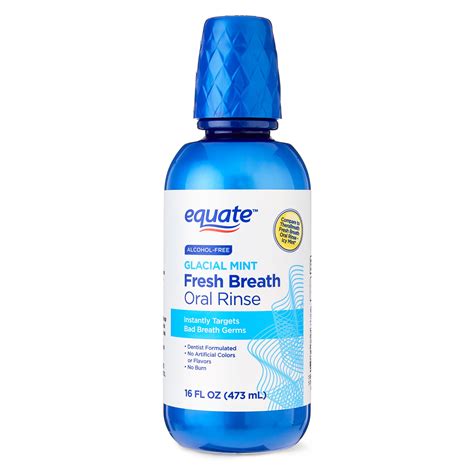 equate fresh breath oral rinse alcohol free mouthwash glacial mint flavor 16 fl oz