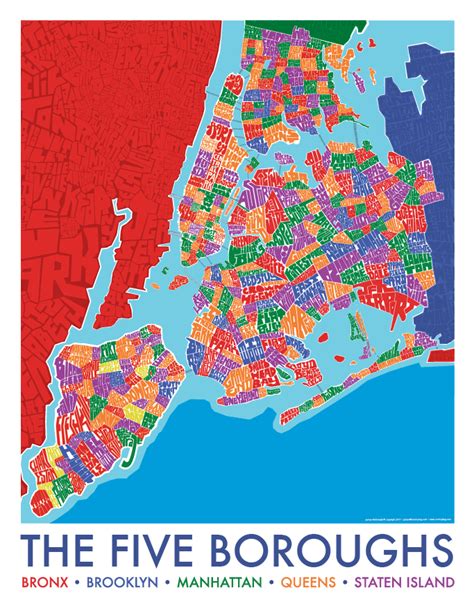 5 Borough Neighborhood Type Map Map Of New York New York City Map
