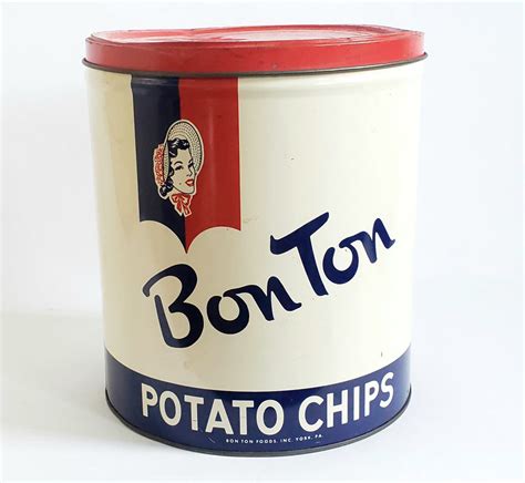 Bon Ton Potato Chip Can York Pennsylvania Red White Blue Americana
