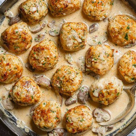 Creamy Mushroom Turkey Meatballs Recipe How To Make Turkey Meatballs