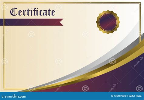 Certificate Background Design Vector Purple Gold Stock Vector