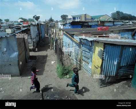 South Africa Johannesburg Soweto Shantytown Children Stock Photo Alamy