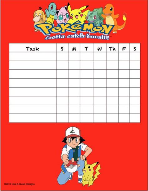 Pokemon Chore Chart Printable Instant Download
