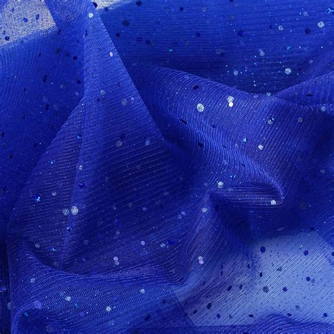 Sparkly Sequin Dot Sheer Tulle Fabric Royal Blue 54x15yards