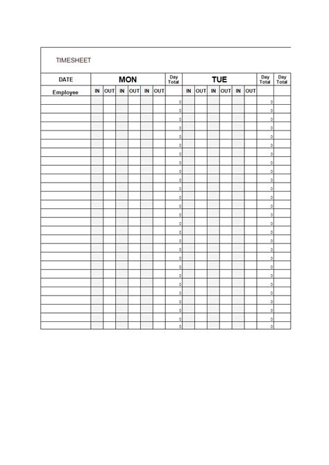 Daily Timesheet Excel Template Templates At
