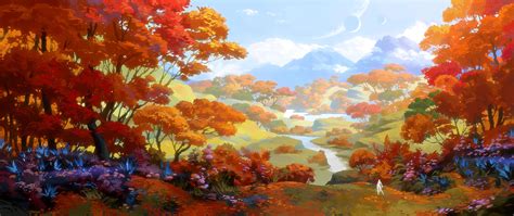 4k Nature Clouds Illustration Digital Seasons Trees Fantasy Art