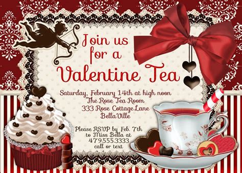 Valentine Tea Party Invitation Valentines Day Party Tea Etsy