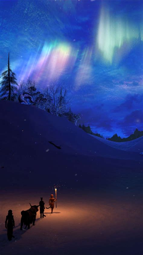 Winter Night North Pole Sky Iphone Wallpaper Iphone