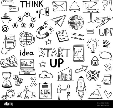 Doodle Business Collection Sketch Marketing Icons Hand Drawn Startup