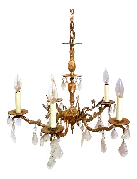 Brass & crystal chandeliers feature frames molded in italian casts by some of the finest metal craftsman in europe and adorned with the finest crystal. Antique Spanish 5-Arm Brass & Crystal Chandelier | Chairish
