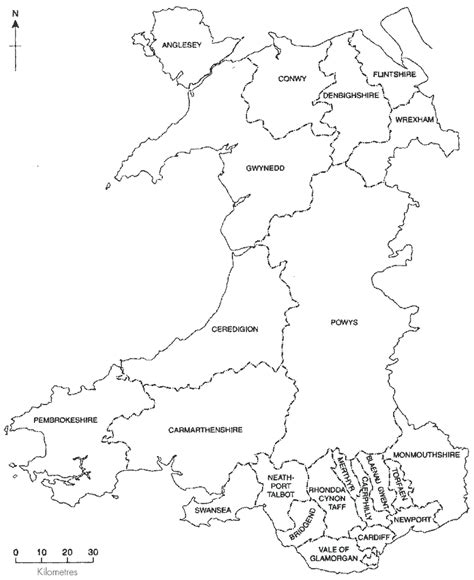 Map Of Wales Showing Unitary Authorities After Local Government