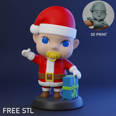3d Printable Santa Claus Baby Stl Free 3d Print Model By 3dstl Studios