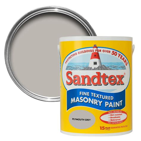 Suitable for use on wood, metal (window & door furniture), corrugated sheet (steel/ aluminium), & plastic. Sandtex Plymouth Grey Textured Masonry Paint 5L ...