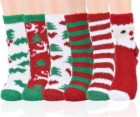 Fuzzy Cute Christmas Socks For Women Girls 6 Pairs Soft Warm Fluffy Cozy Winter