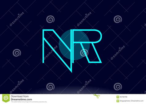 nr n r blue line circle alphabet letter logo icon template vector design stock vector