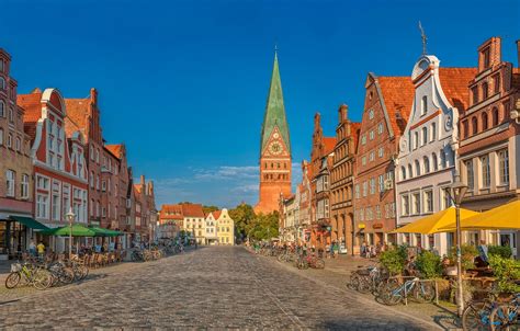 Wallpaper Road Building Home Germany Cafe Architecture Germany Bikes Luneburg St Johns